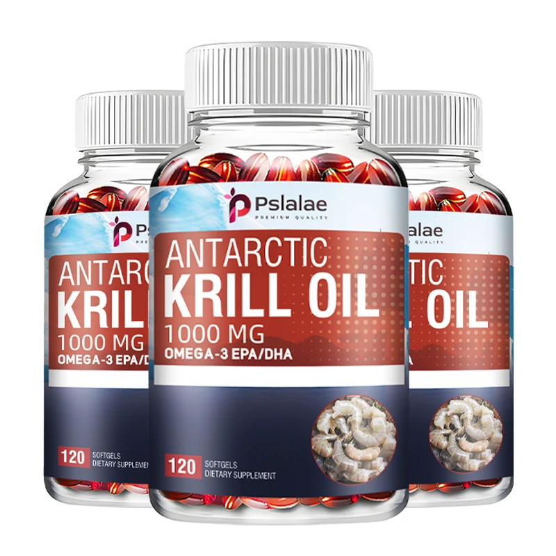 Aceite de Krill antártico, 1000mg, soporta la salud ocular, Cardiovascular, articular y de la piel, 120 cápsulas