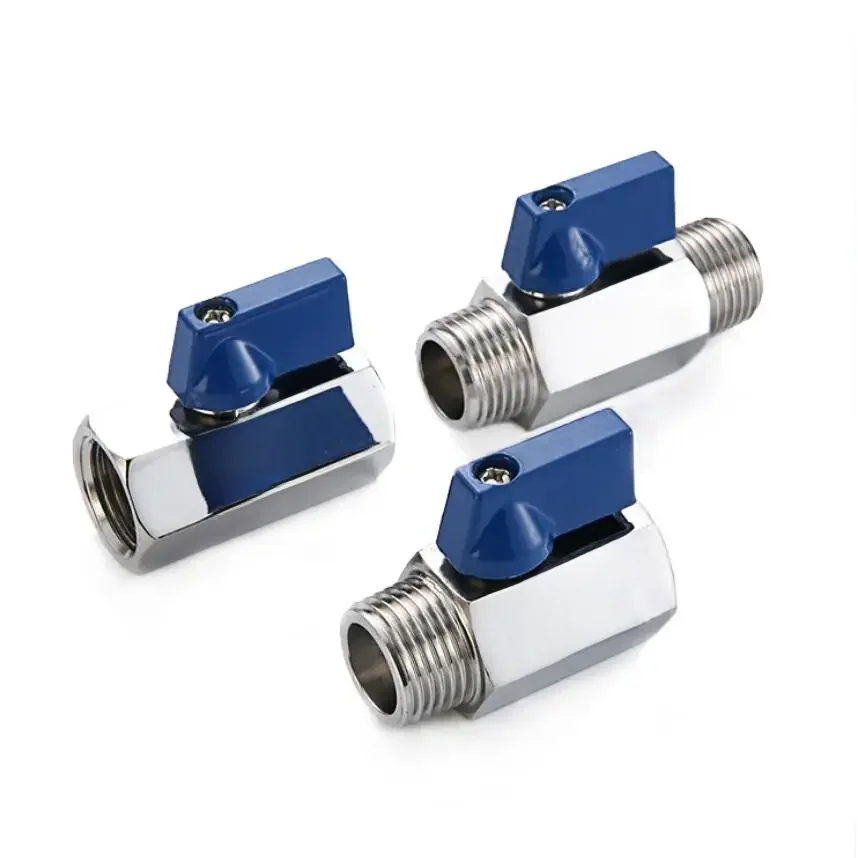 1/8 "1/4" 3/8 "1/2" 3/4 "1" BSP NPT kobieta gwint męski mały zawór kulkowy SUS 304 stal nierdzewna 316L z niebieski uchwyt — zdjęcie 2