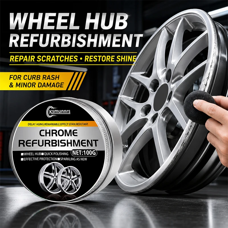 100g Alloy Wheel Scratch Repair Paste, Universal Rim Polishing Cream for Wear, Oxidation Protection and Surface Restoration