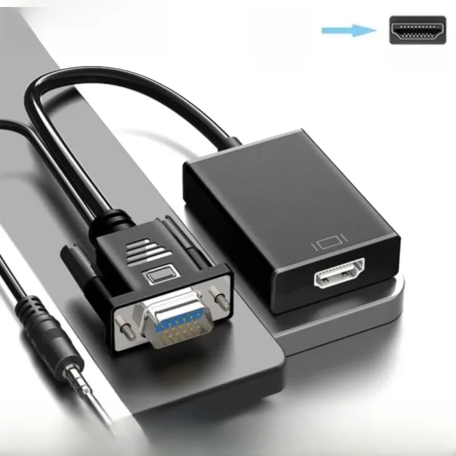 Adapter VGA na HDMI Konwerter 1080P Kabel Adapter VGA (męski) na HDMI (żeński) z wyjściem audio 3.5mm do PC Laptopa HDTV Projektora — zdjęcie produktu 7