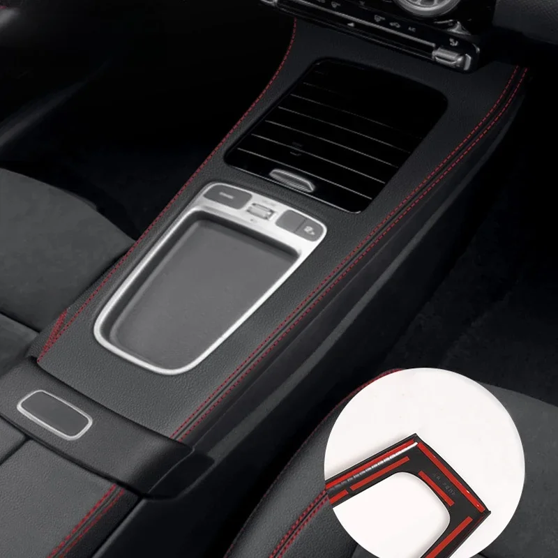 Skórzana osłona panelu konsoli środkowej samochodu Akcesoria wewnętrzne do Mercedes Benz A CLA Class W177 C118 AMG — 2