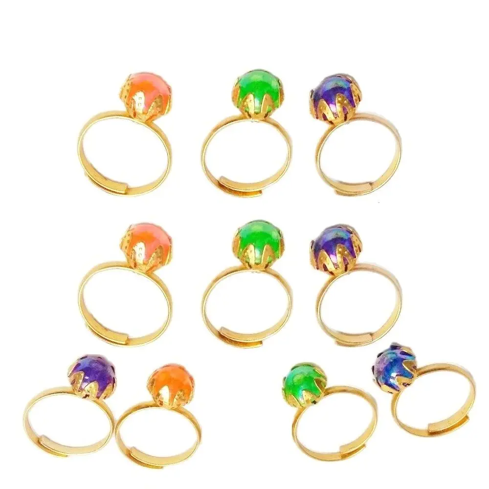 

100 pcs, Metal Ring for Girls, Retro Carved Inlaid, Plastic Gems, Vintage Jewelry, Gift, Unisex, Party favor, pinata filler,