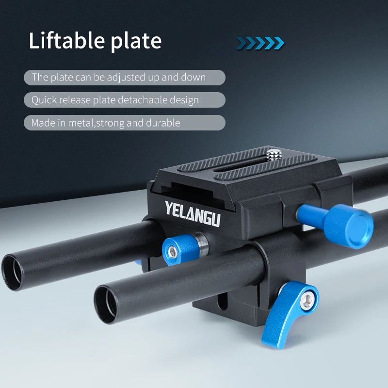 YELANGU подъемная пластина для камеры с двойным 15-мм стержневым зажимом и стержнем для Sony Canon Panasonic DSLR беззеркальная клетка