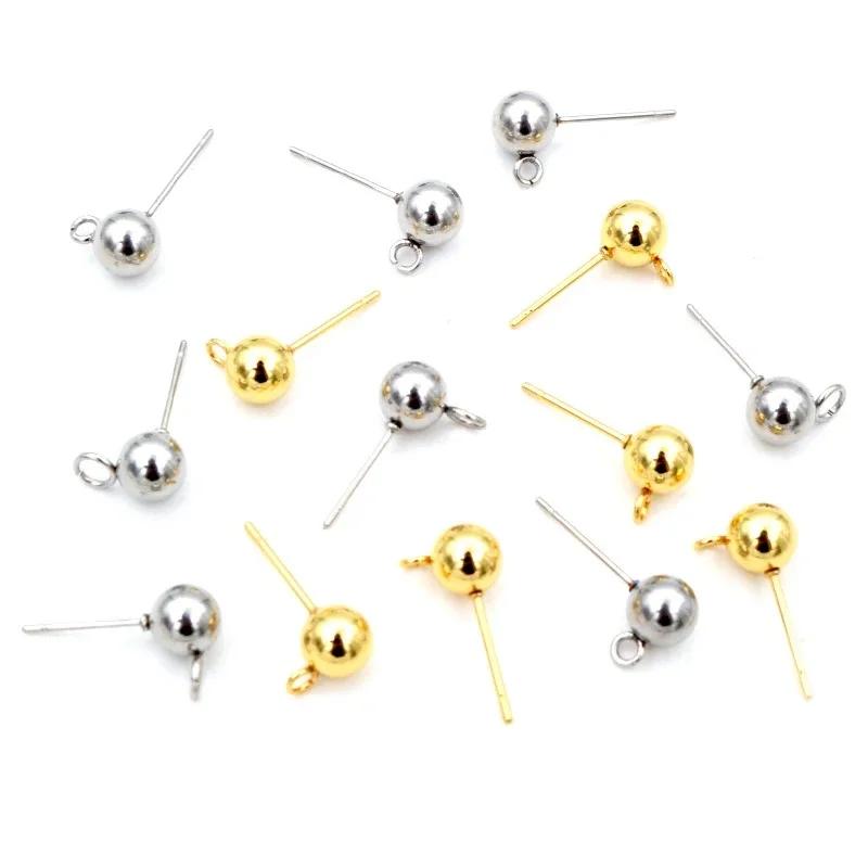 30 sztuk 3/4/5/6mm 316 ze stali nierdzewnej złoty Pin ustalenia Stud kolczyk podstawowe szpilki korki złącze dla majsterkowiczów tworzenia biżuterii — zdjęcie 2