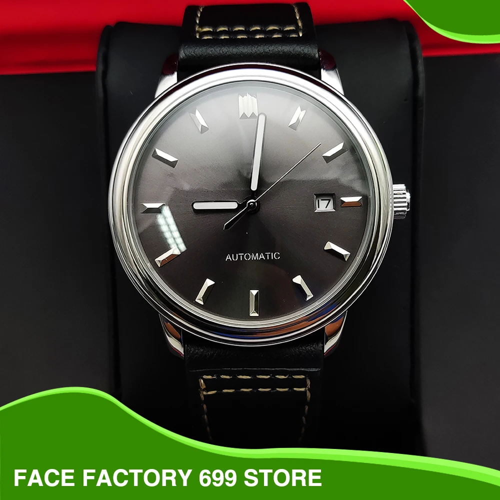 

Luxury 39mm Dlack Dial Stylish Men's Watch Mechanical Solid Case Automatic Movement Men's Watch ClockB Leather Strap