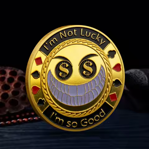 Art Crafts Casino Chips Poker Gold Coins Funny Smile Metal Coins Home Decor