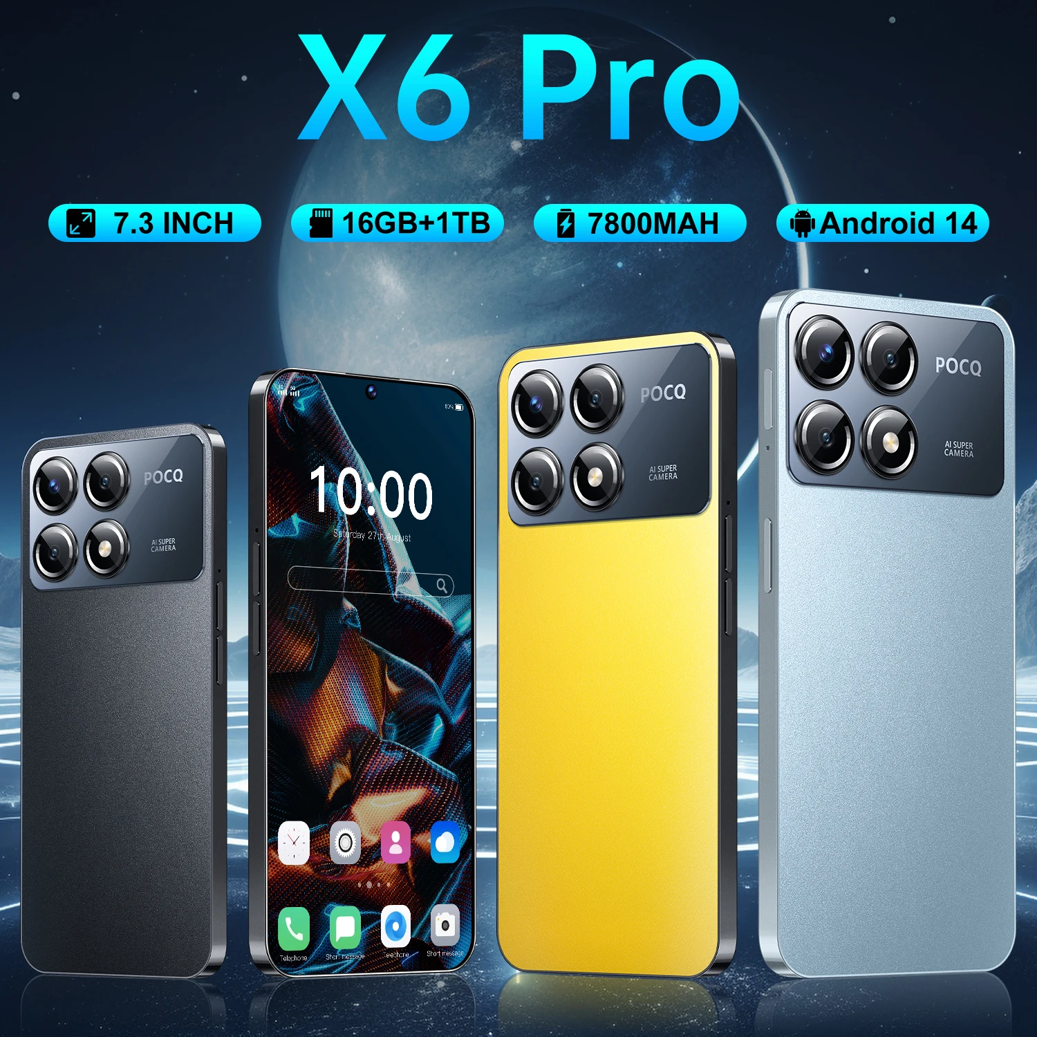 

2025 X6 Pro Original Smartphone Snapdragon 8 Gen 3 50MP+108MP Global Version Cellphone Android Finger Unlocked Mobile Phone