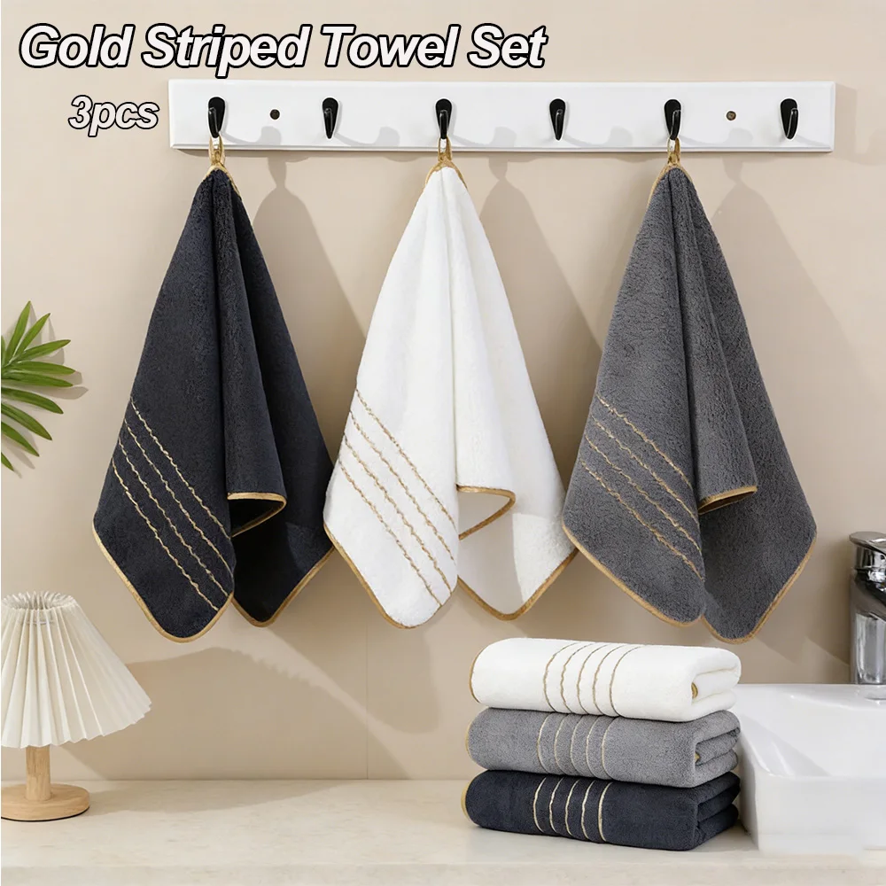 3Pcs Gold Striped T…