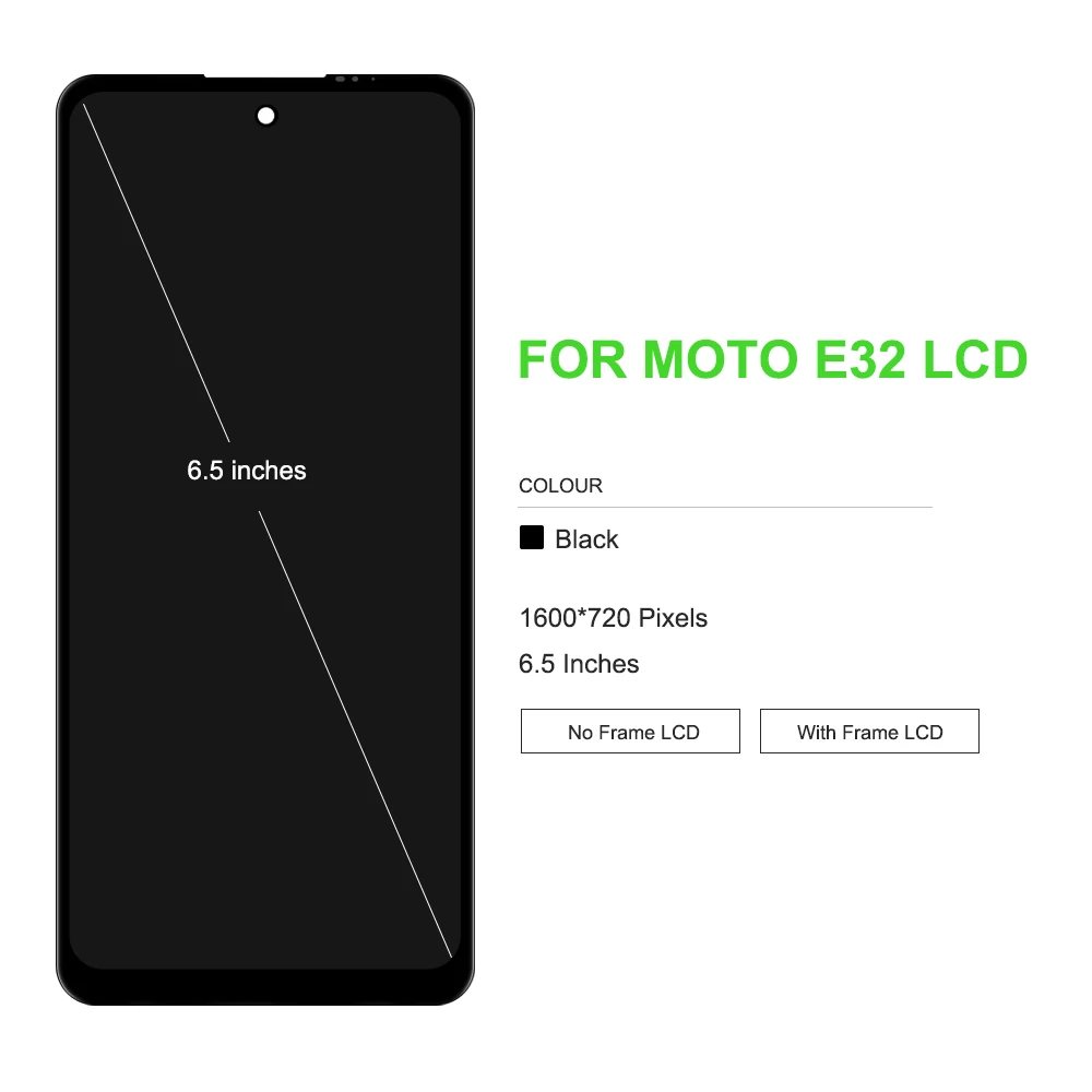 Per Motorola Moto E32 Display LCD Touch Screen Digitizer Assembly sostituzione per Display Moto E32 con cornice