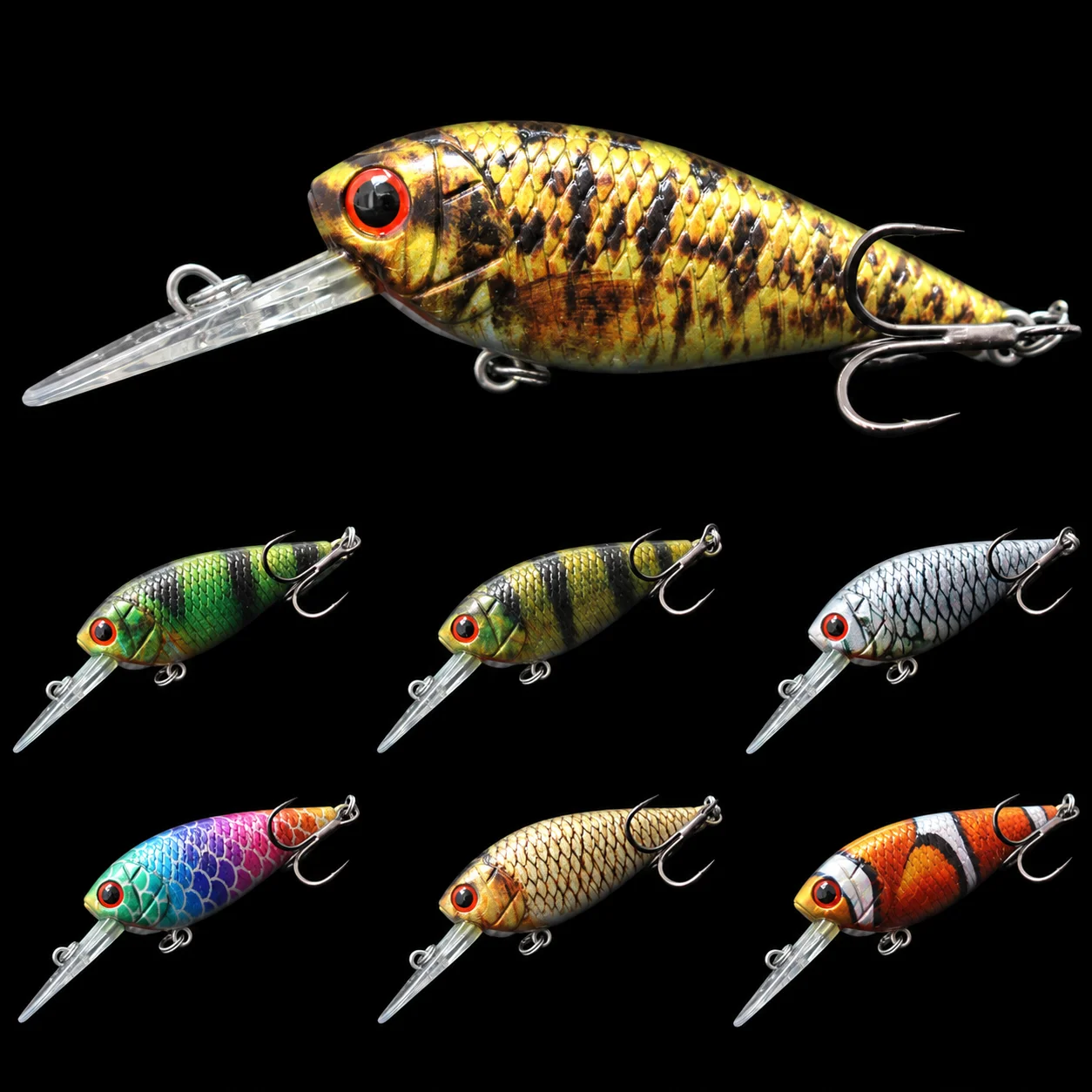 WLure Crankbait Fishing Lure 8g 8cm 3 Meters Depth High End Hooks Wide Wobble with Deep Diving Carp Fishing HC549