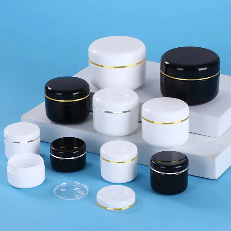 Conteneurs cosmétiques vides noir/blanc, 10 pièces, 20g, boîte de Lotion de crème, Pot de maquillage avec couvercles, bouteille ronde de pommade