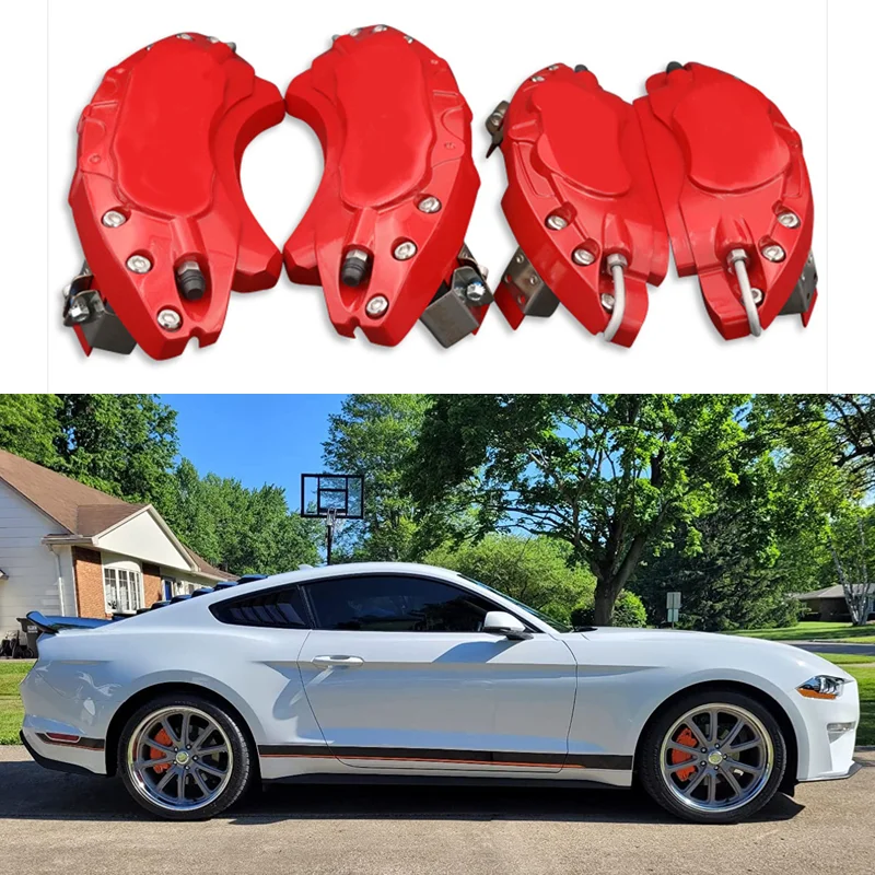 

Red Caliper Covers Aluminum Fit for Ford Mustang, Explorer, Bronco, Edge, Focus, F-150, Ranger (2 Front+2 Rear)