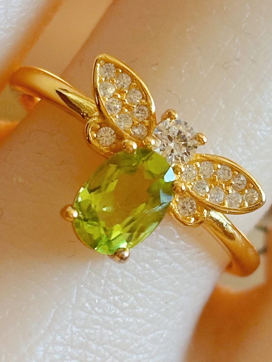 

Tsavorite Saffir gemstone ring 925 silver ring Bee shaped