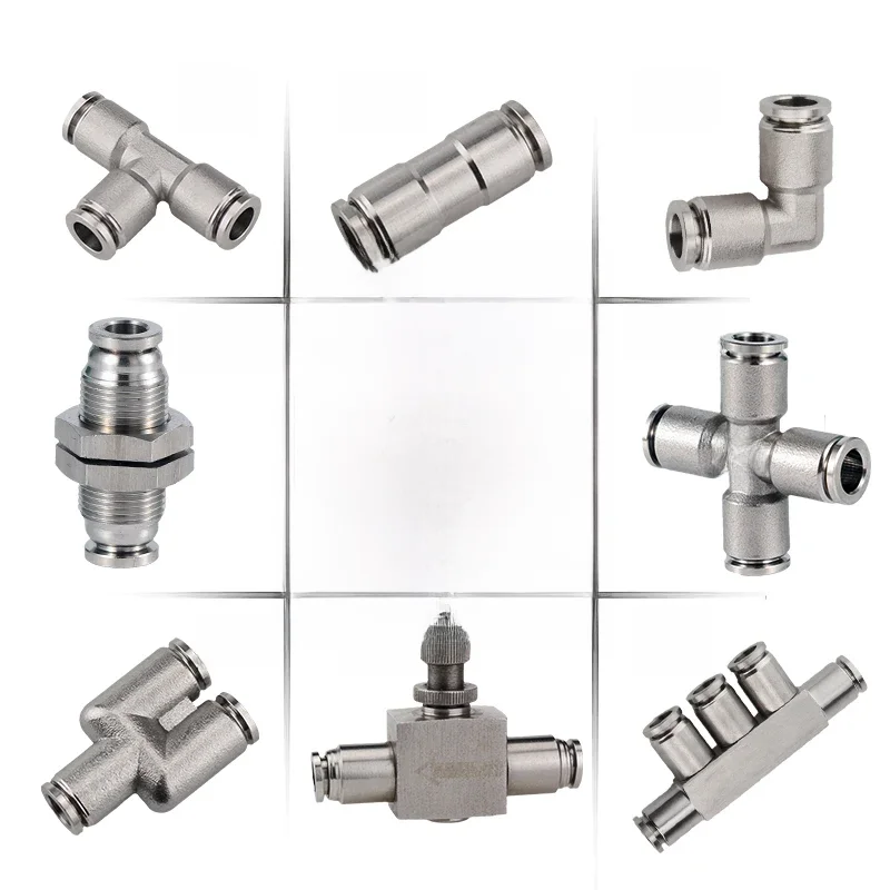 Raccords de tuyaux d'air pneumatiques en acier inoxydable 304, connecteur de tuyau de raccord de température haute pression à dégagement rapide en métal de haute qualité