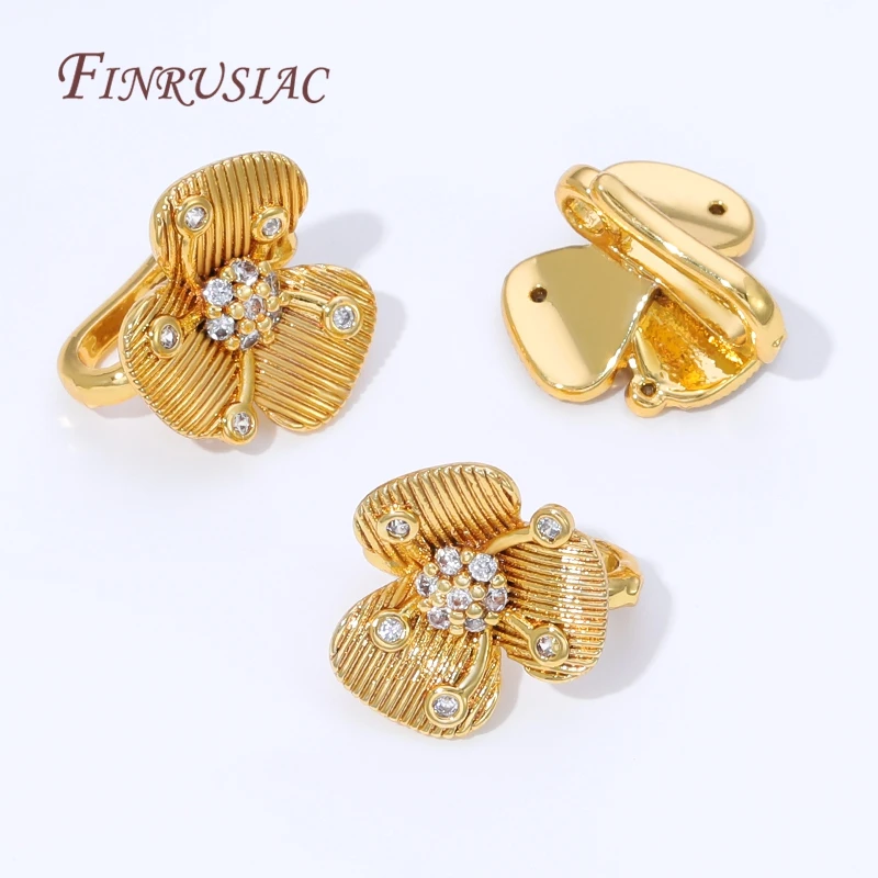 1/2/4Pcs 18K Gold Plated Bail Connectors For Jewelry,Brass Flowers Pendant Pinch Bails,DIY Necklaces Making Accessories