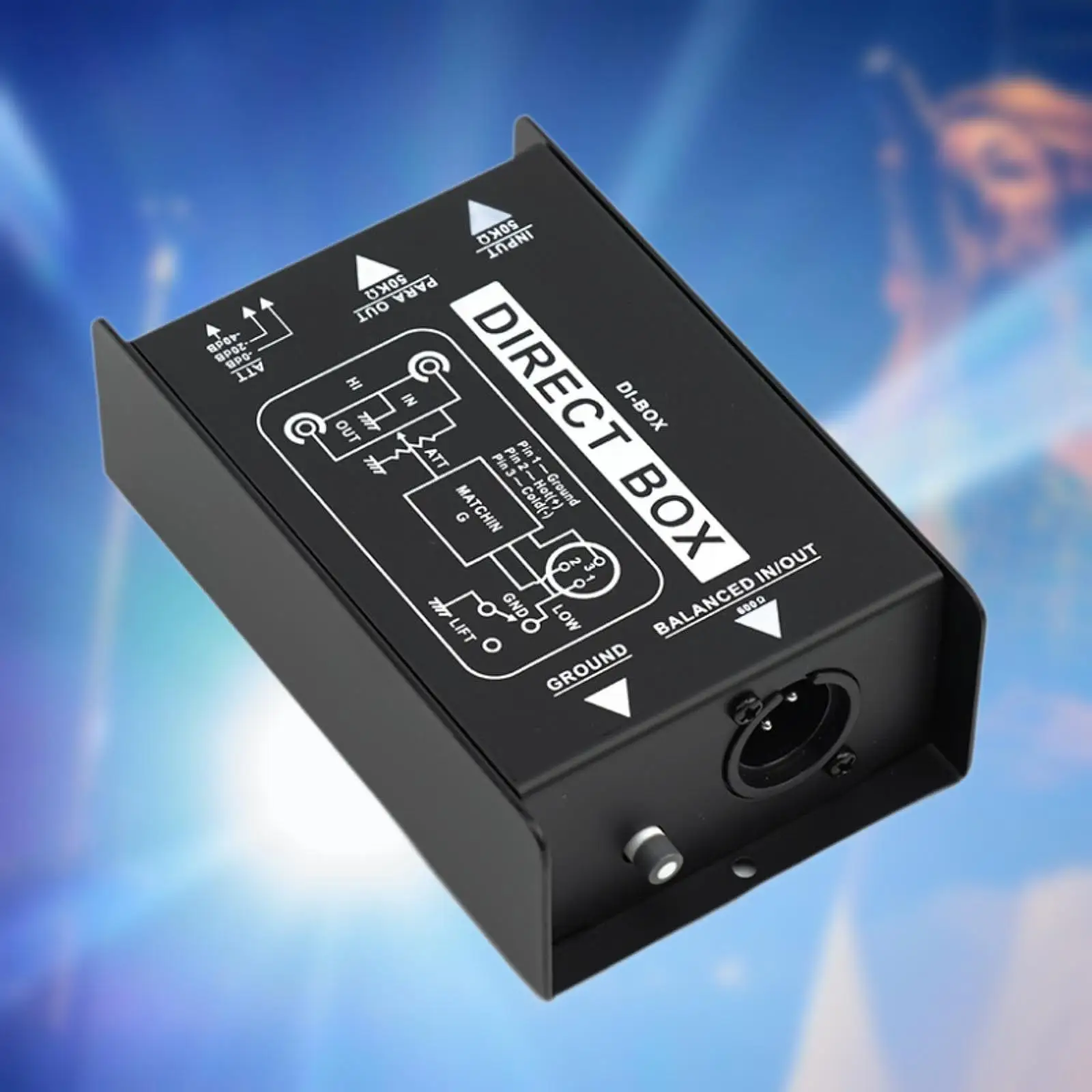 Passive Direct Box Injection Audio Box XLR 6.35mm Bass Studio Live Di Box for Professionals Musicians Audio Engineers