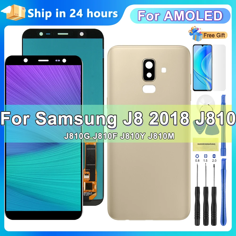 For AMOLED J8 LCD For Samsung J8 2018 J810 J810FN SM-J810 LCD Display Touch Screen Digitizer Assembly Replacement