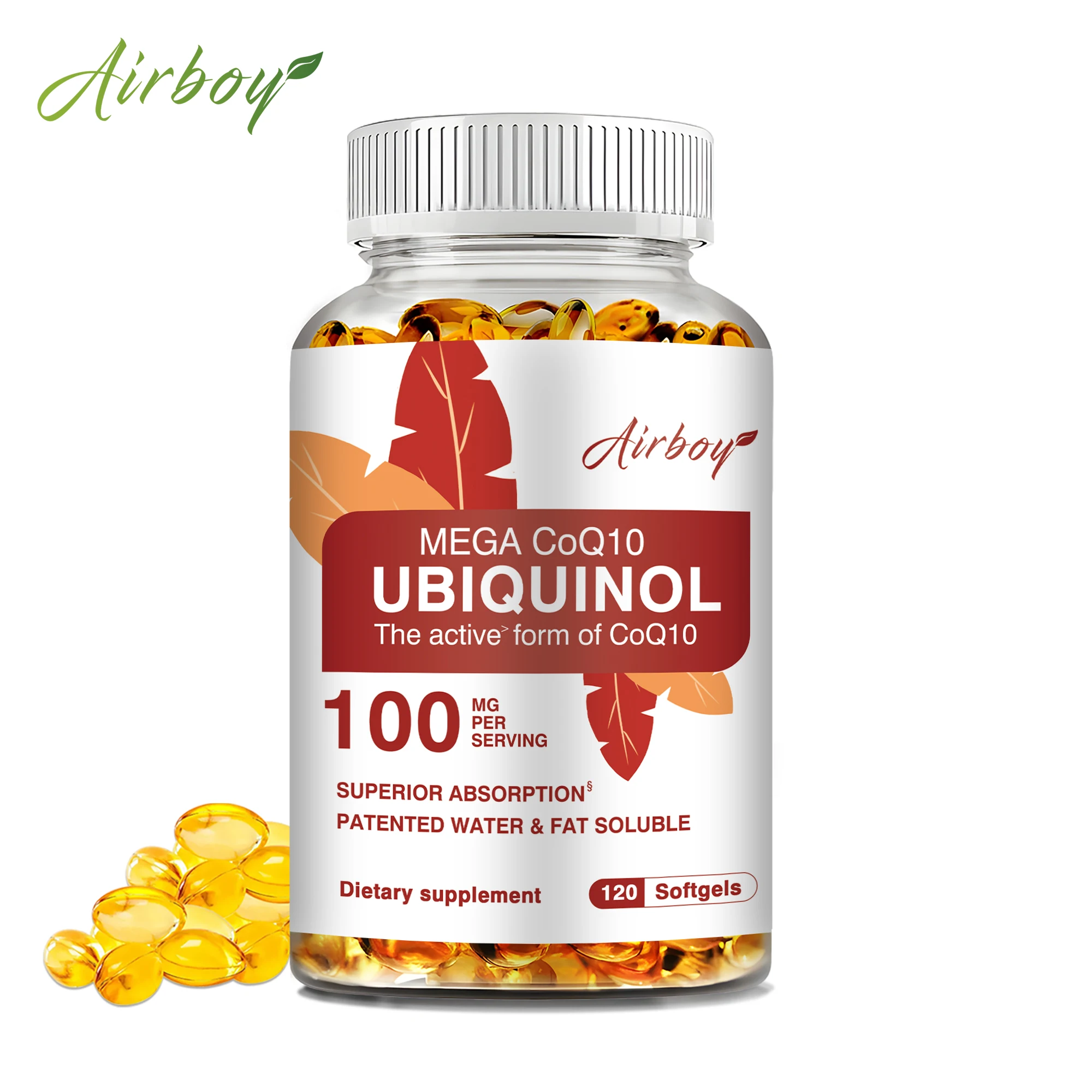 Ubiquinol coq10 100mg-Antioxidans, Unterstützung der Gesundheit von Gehirn, Herz und Herz-Kreislauf, Gleichgewicht des Blutdrucks-120 Kapseln