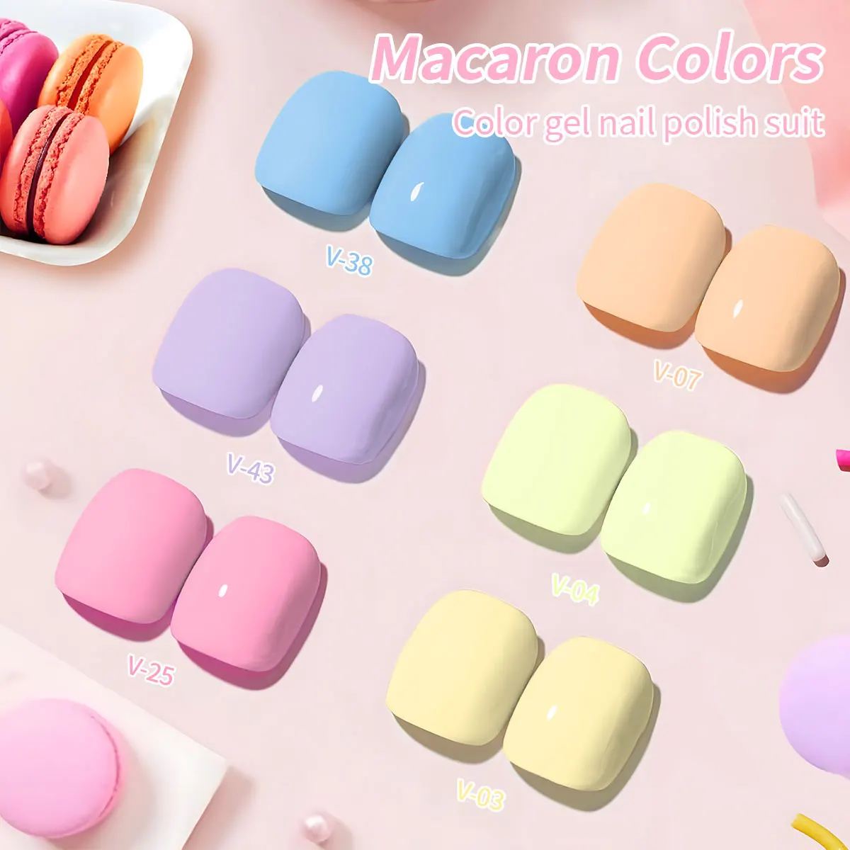 VOKY 6PCS/SETC Makaron gel nail polish set, high saturation, formaldehyde free and durable, female gift choice