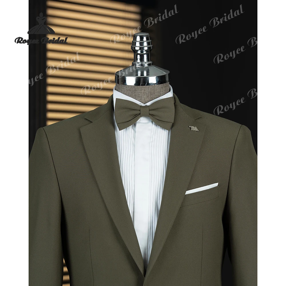Abito da sposa da uomo in due pezzi con risvolto verde 2026 Abito da sera da lavoro monopetto personalizzato trajes para hombre