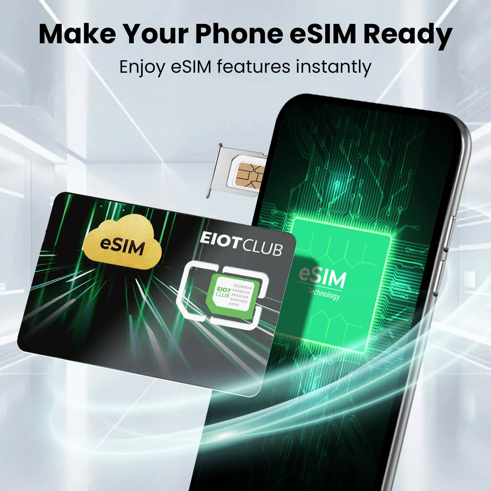 EIOTCLUB ESIM Card – Unlimited ESIM Downloads, Preset 1.1GB Data, Nine Slots Ideal for Travel and Business for Android Phones