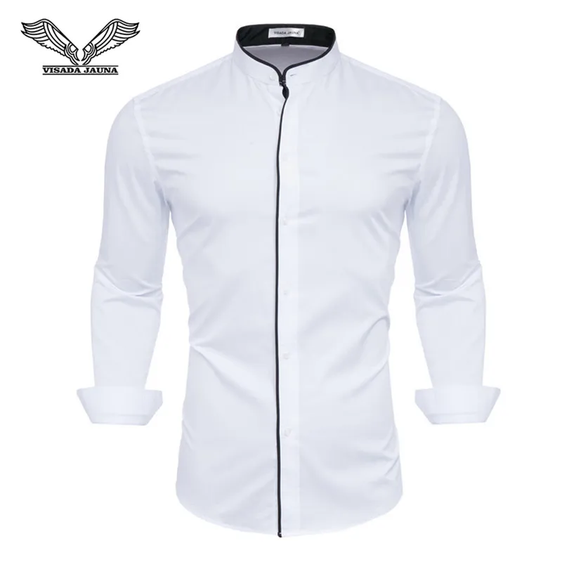 Brand 2019 Casual Shirt Men Long Sleeve Slim Fit Men's Casual Button-Down Shirt Formal Dress Shirts Men Clothes Camisa White