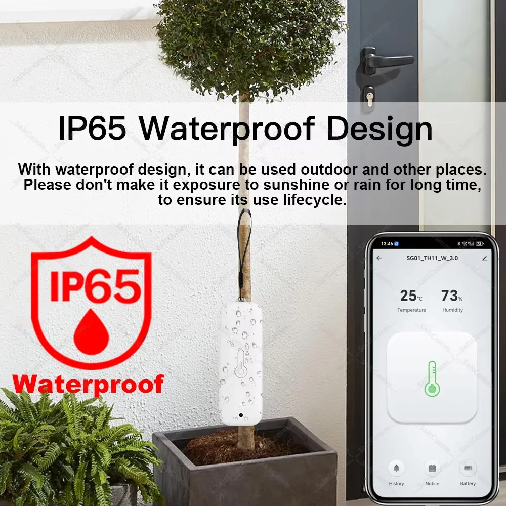 Waterproof Zigbee 3.0 Temperature Humidity Sensor Thermometer Hygrometer Works with Home Assistant ZHA Zigbee2MQTT Yandex Alexa