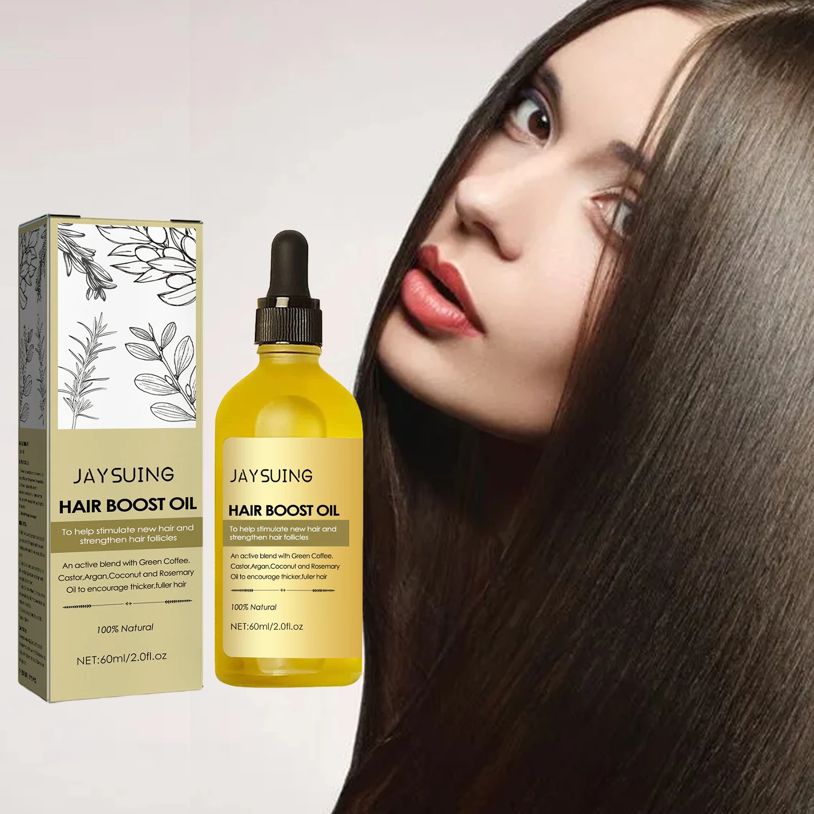 

Jaysuing 60ml Rosemary Hair Boost Essential Oil Prevent Hair Loss Repair Frizz Split Ends Nourish Scalp Dense Hair Essential Oil