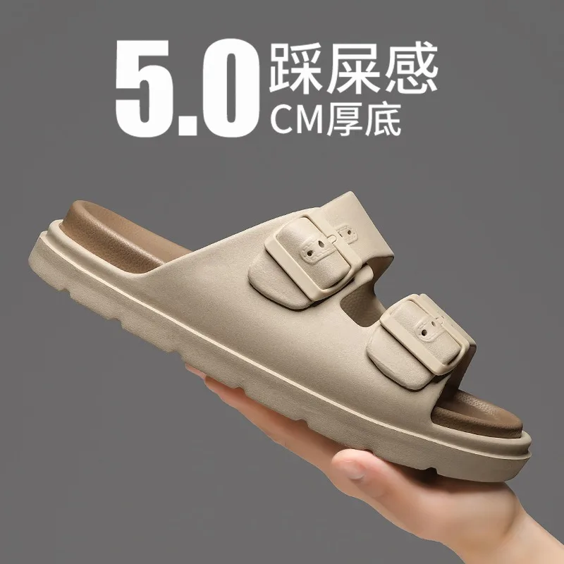 

Мужские летние двухслойные сандалии большого размера, пляжные шлепанцы унисекс на ультрамягкой подошве, модные удобные шлепанцы