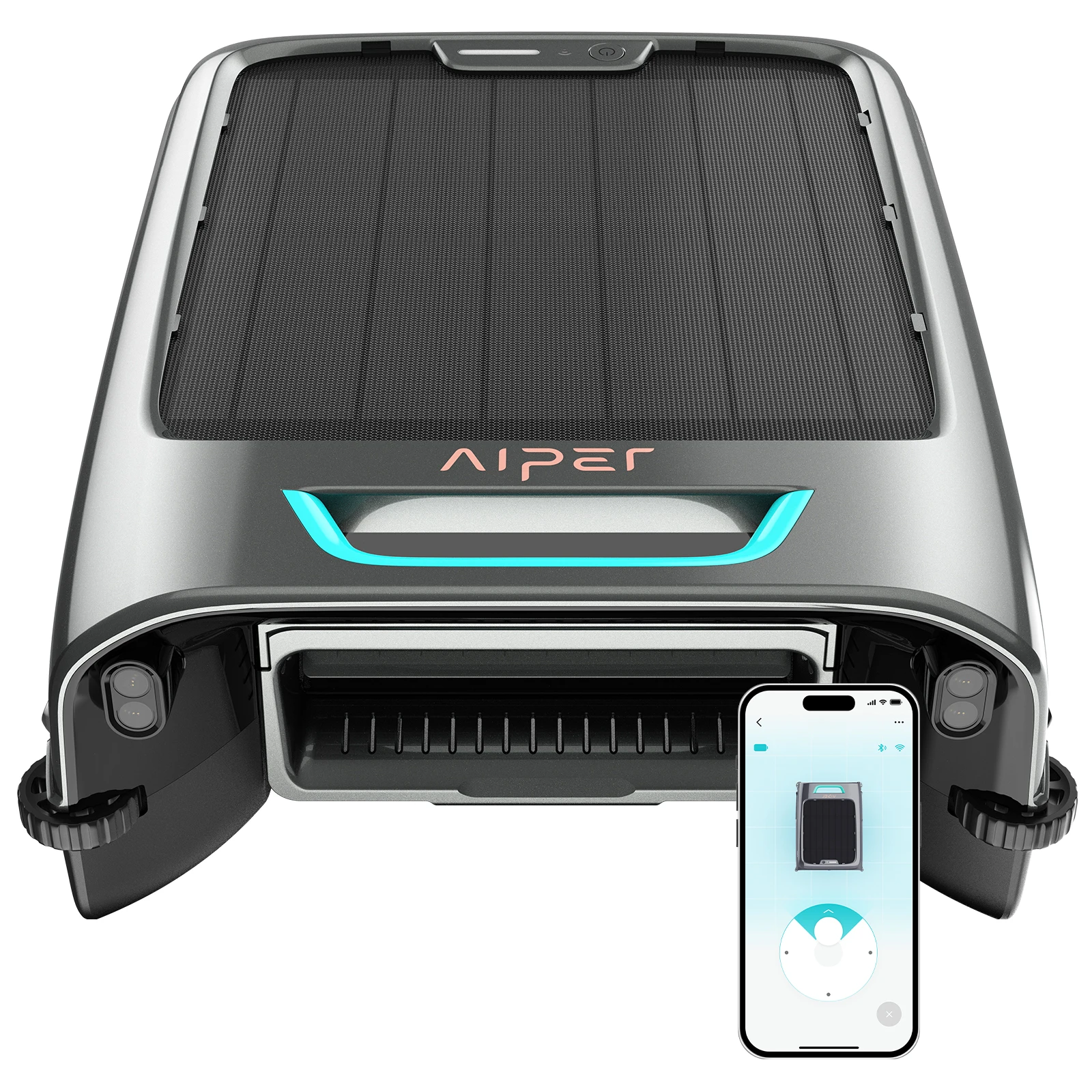 Refurbished AIPER EcoSurfer S2 Solar Pool Skimmer Robot 24/7 Continuous Cleaning, Gray | App Support, Dual Charging Modes, Smart Obstacle Avoidance, 150-um Filtration, OTA Upgrade, Leak-Proof Baffle, Edge Cleaning