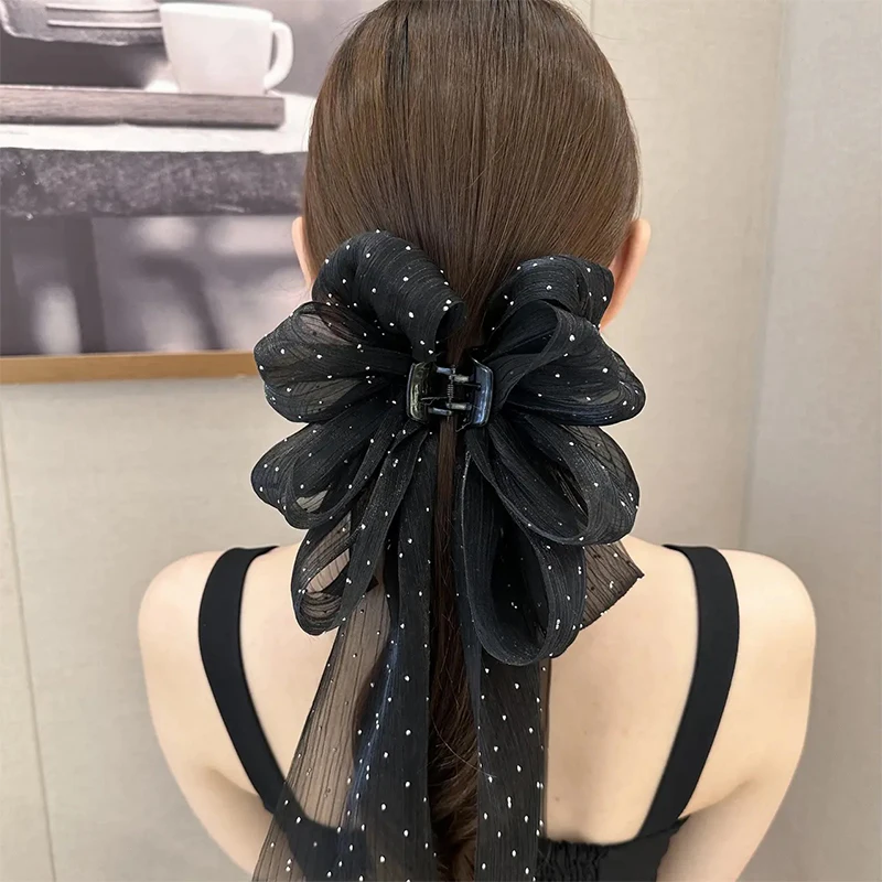 Fashion Large Bow Hair Claw Clip Super Fairy Temperament Headdress Women Hair Clip Sweet Hair Accessories