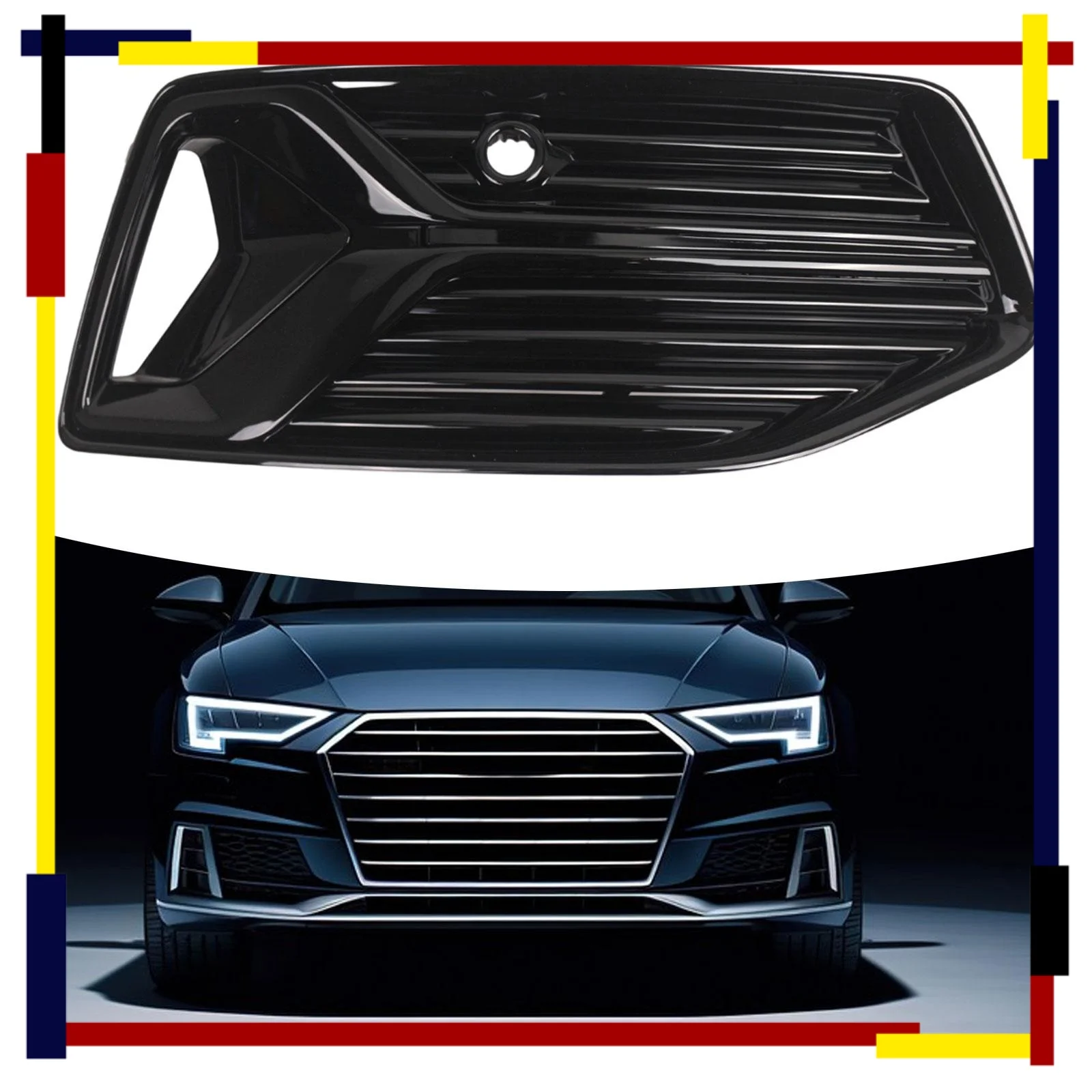 

Fog Light Grille Parts Lamp Cover for Audi A6 C8 2019-23 Ordinary Model Car Front Fog Light cover parts Mesh Grill