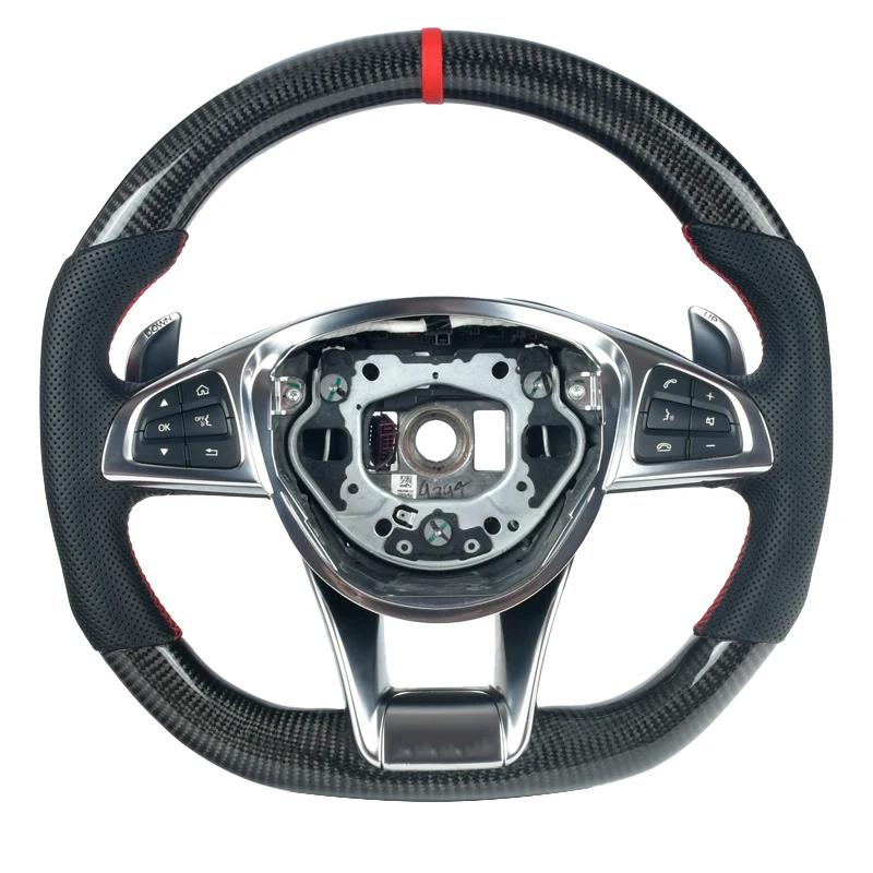 

Perforated leather Carbon Fiber Customized Steering Wheel for Mercedes Benz A45 AMG C43 63 AMG CLA 45 CLS 63 AMG 2015LED display