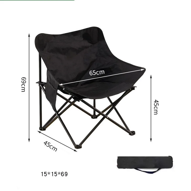 Foldable Beach Chair with Cover, CAMPING Chair, Strong Steel Structure, Waterproof Canvas Seat, for Beach or Camping, Fishing, Steel Structure, Black