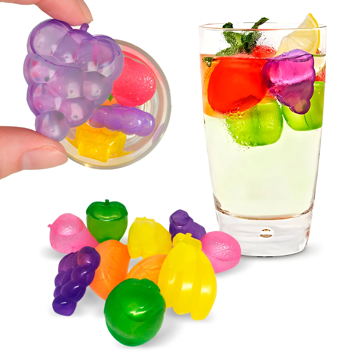 Kit 10 Cubos Para Fazer Gelo Diversas Artificial Frutas - Dolce Home