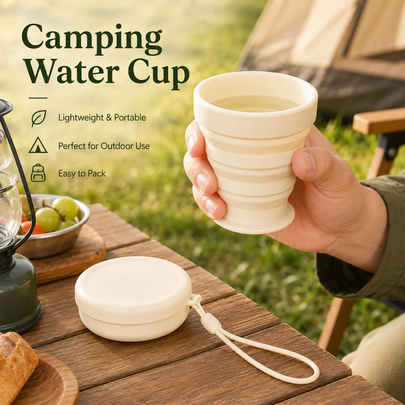 1PC 200ml Collapsible Silicone Cup with Lid Portable Travel Cup Foldable Reusable Coffee Water Mug Camping Hiking Outdoor Cup