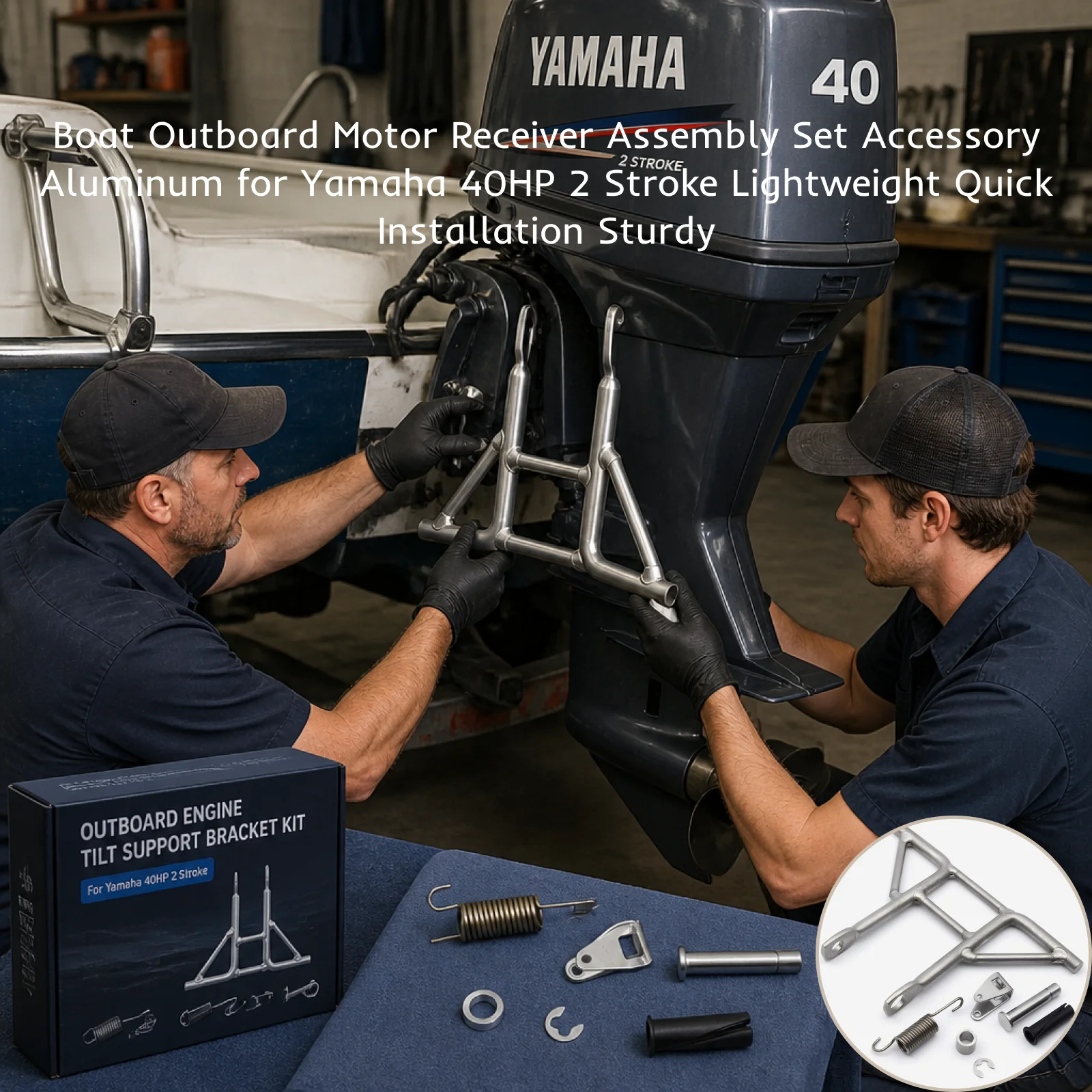 Boat Outboard Motor Receiver Assembly Set Accessory Aluminum for Yamaha 40HP 2 Stroke Lightweight Quick Installation Sturdy