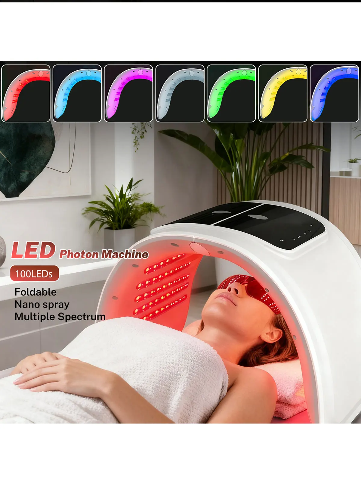 7-Farben-LED-Photonenmaschine Nano-Gesichtsmaske Rotlichttherapie Hautregenerationsgerät Lifting Anti-Falten Schönheitsgerät