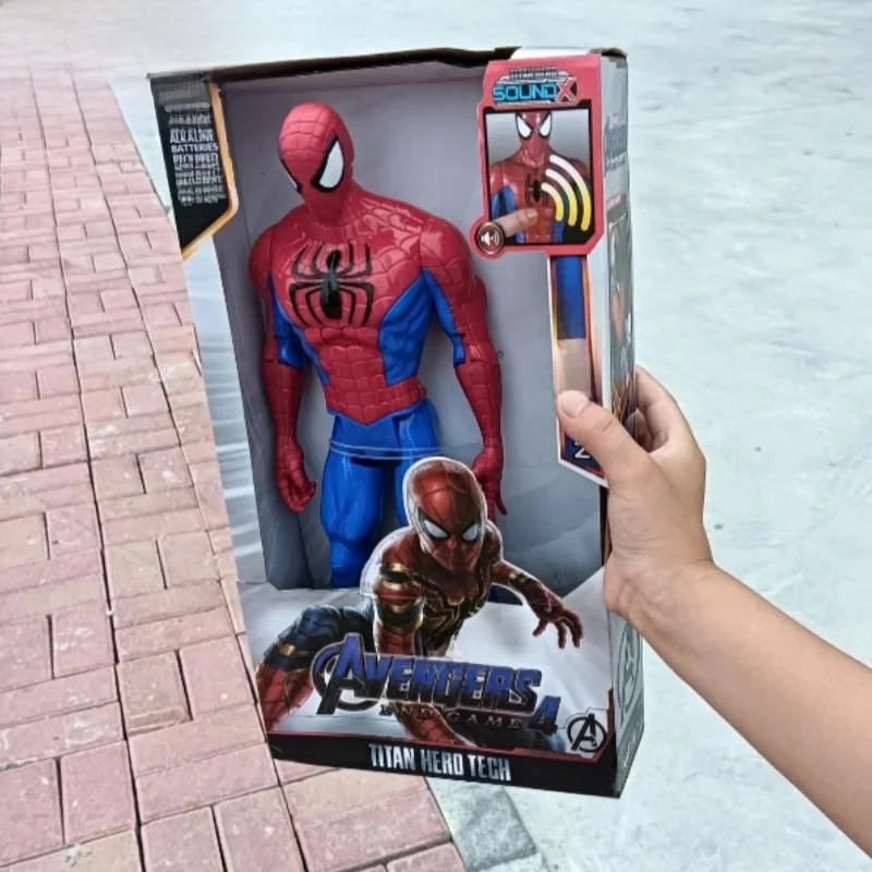 Nouveau jouet Marvel Avengers 30cm, Thanos Hulk Spiderman Captain America Iron Man Thor panthère noire avec son et lumière, cadeaux d'action