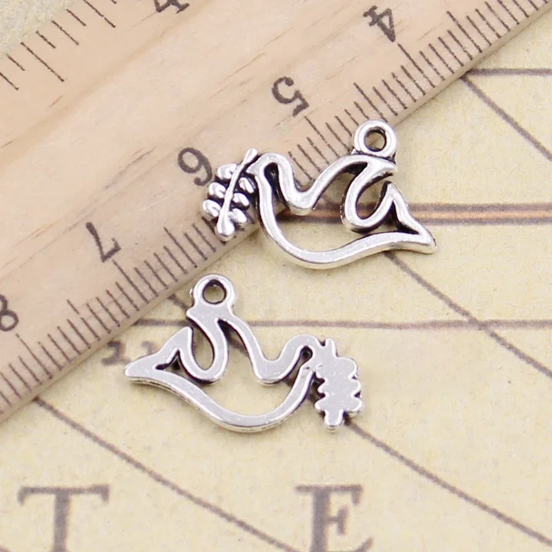 30 sztuk Charms gołąb pokoju oliwy z oliwek 20x13mm tybetański brąz srebrny kolor zawieszki antyczna biżuteria Making DIY Handmade Craft — zdjęcie 2
