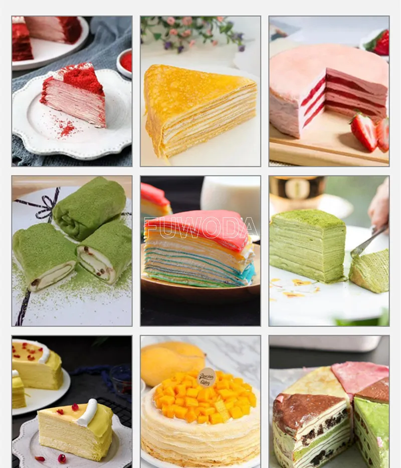 Commercial Automatic Mini Mille Crepe Wrapper Cake Machine Thickness AdjustableThousand Layer Spring Roll Pancake Making Maker