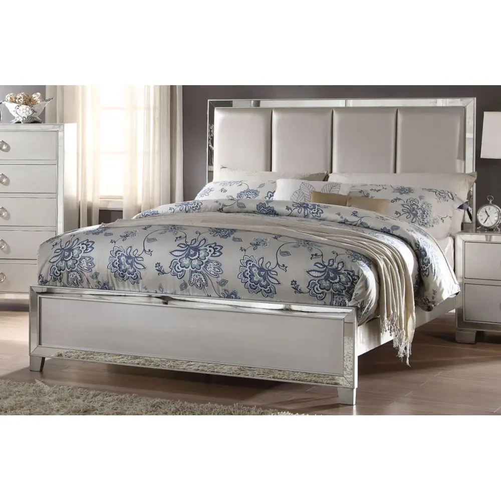 

Voeville II Queen/King Bed in Platinum PU & Platinum for Bedroom Furniture Silver