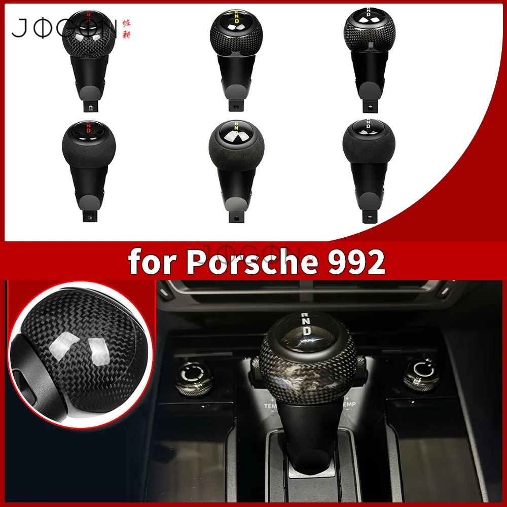 For Porsche 992 911 GT3 Carrera 2020+ Console Carbon Fiber & Alcantara PDK Gear Shift Knob Replacement Interior Accessories