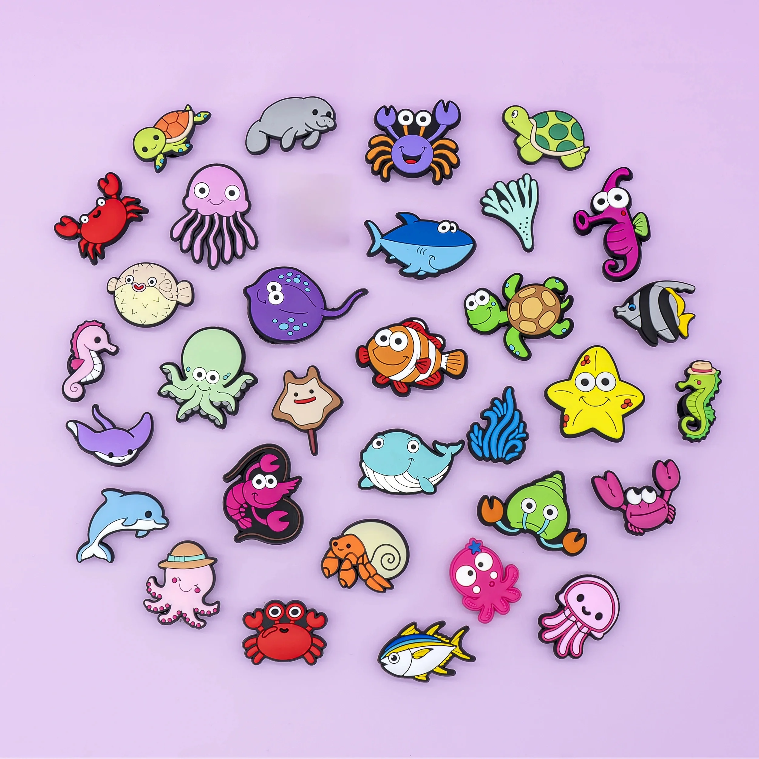 1 pièce de breloques et pin's pour chaussures, mignons, style Kawaii, animaux marins (Poulpe, Dauphin, Baleine, Méduse), accessoires pour sandales et sabots, pour femmes et hommes