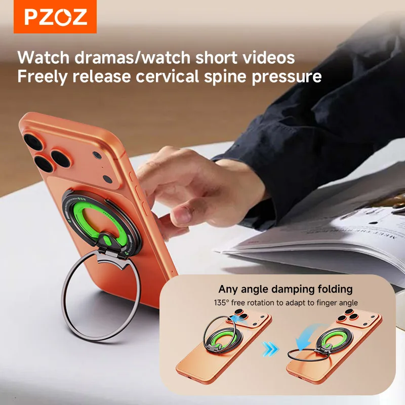 Magnetyczny uchwyt pierścieniowy PZOZ do iPhone Xiaomi Vivo OnePlus Samsung Galaxy, uchwyt na palec do telefonu, składana podstawka, obrotowa pętla. — zdjęcie produktu 6