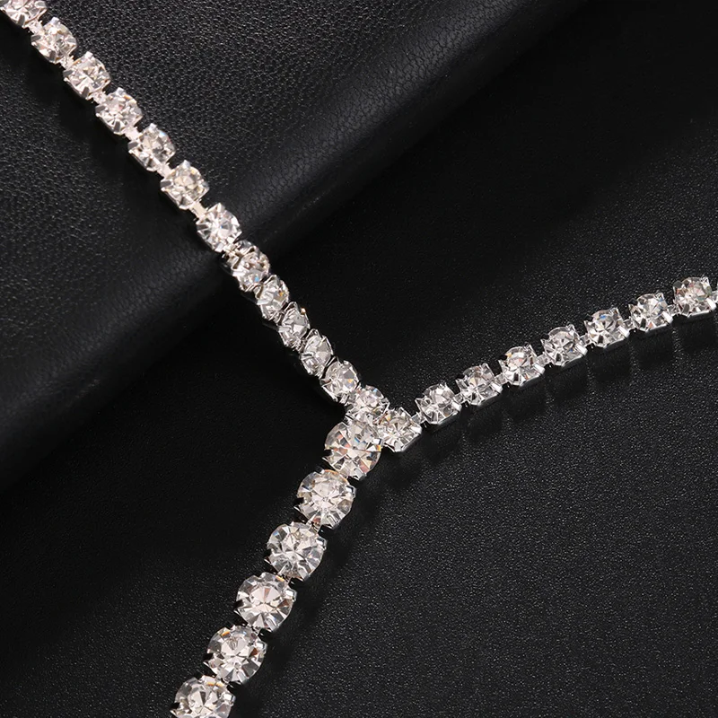 Stonefans بسيطة كبيرة حجر الراين الصدرية الجسم سلسلة مجوهرات للنساء مثير بيكيني كريستال الصدرية قلادة سلسلة الجسم تسخير ستراس