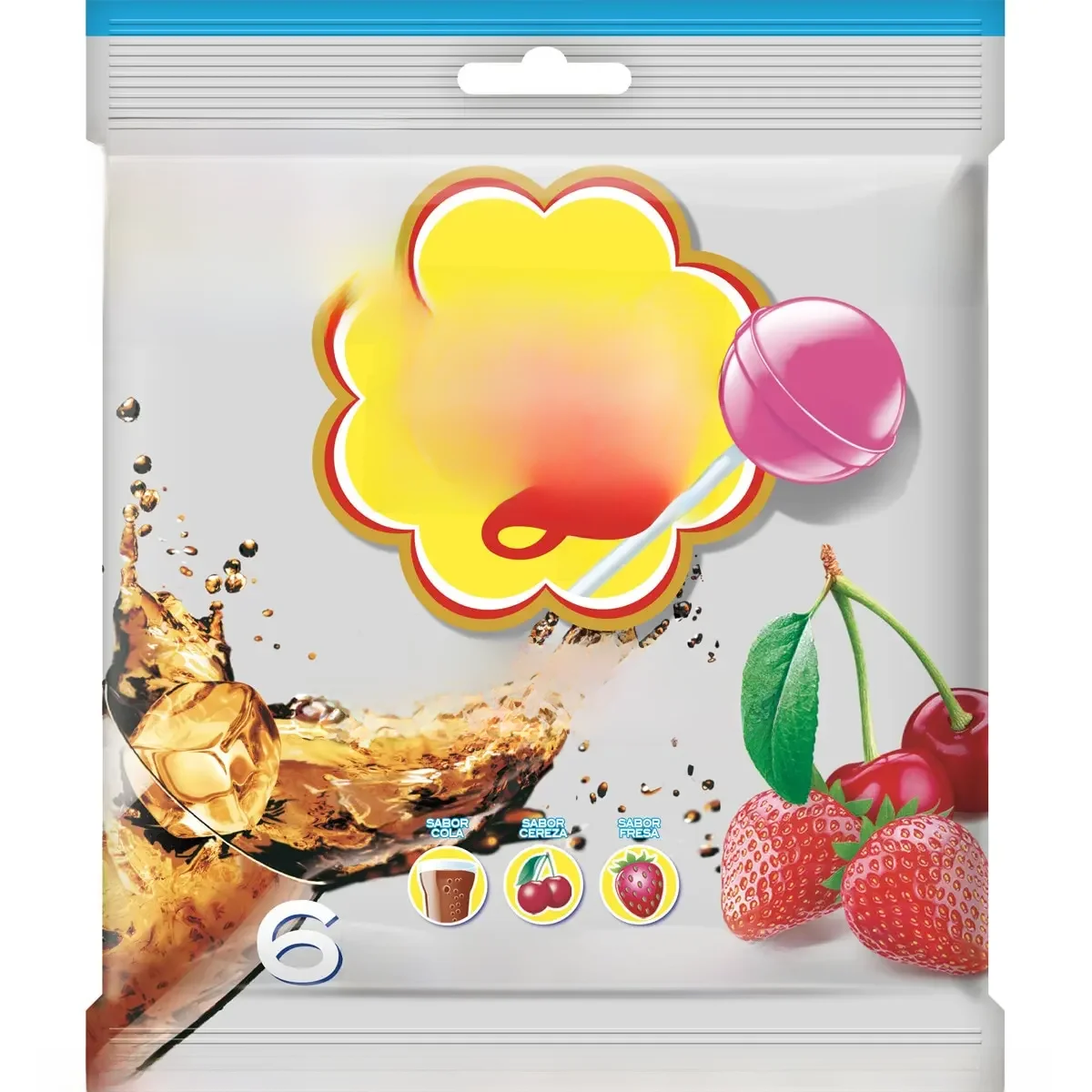 Caixa em Bastão de Doces e Pirulito sem Açúcar, 12 Sacos, 6 Unidades, 66 g Sabores Sortidos, 3
