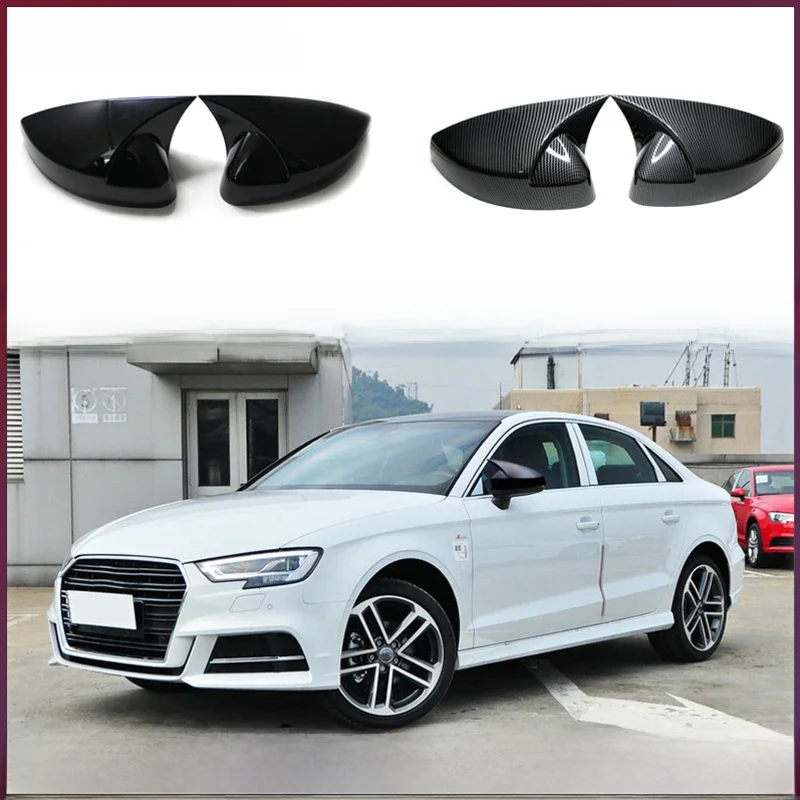 Pour Audi A3 S3 8V RS3 2013 2014 2015 2016 2017 2018 2019 housse de rétroviseur motif en fibre de carbone ou couverture noire
