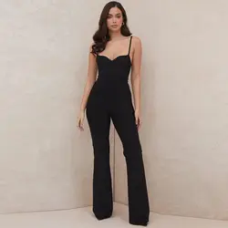 Suspender Jumpsuit Women Suspender Long Jumpsuit  V-neck Sexy Girl Bodycon Summer  Bandage  Club Evening Party  Jumpsuit Dresses