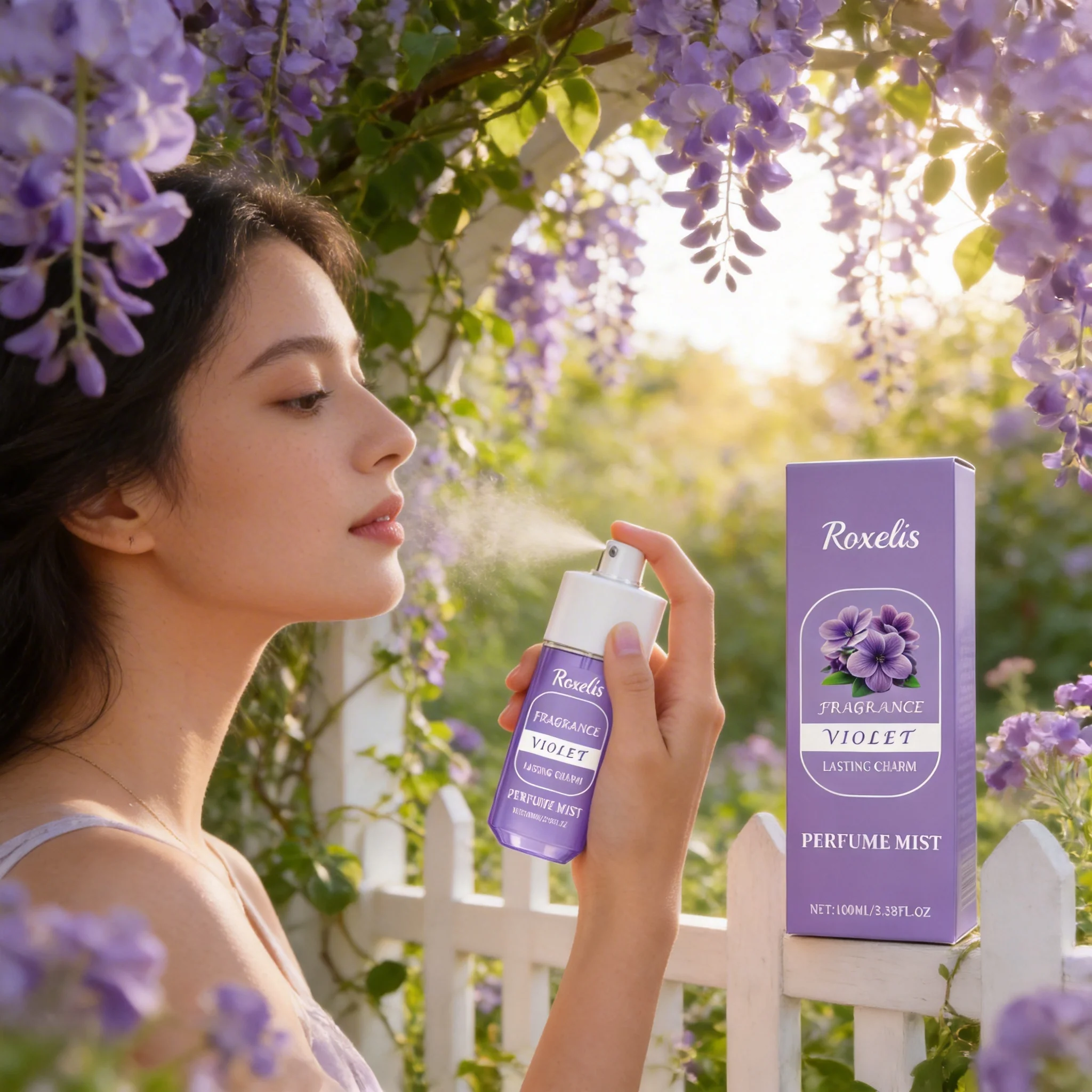 

ROXELIS 100 ML Violet Perfume Mist Unique Floral Woody Fragrance Light Non Greasy Long Lasting Easy To Carry For Daily Use